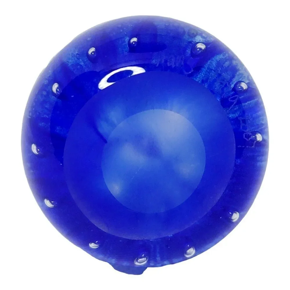 Vingate Glass Cobalt Blue Bubbles and Swirls Blown Glass‎ Paperweight Signed 3